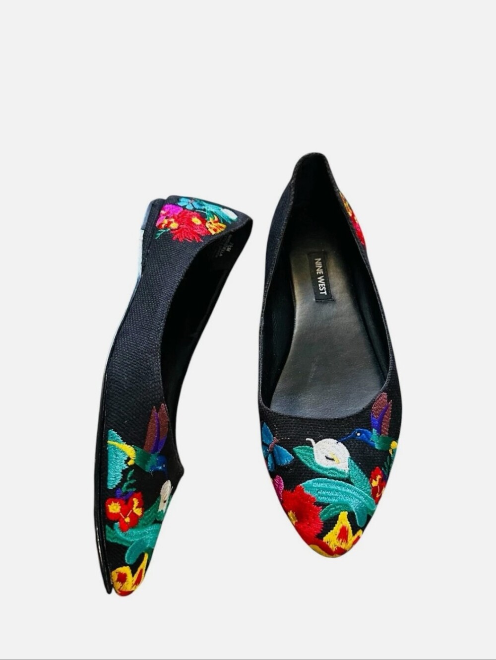 NWT Nine West Hummingbird Embroidered Flats - Picture 2 of 2